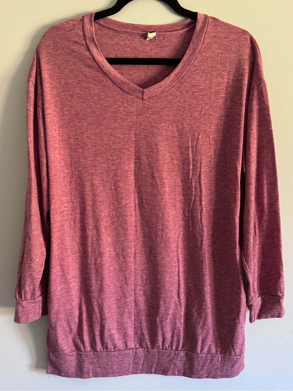 Heathered Mauve V-Neck Lightweight Pullover